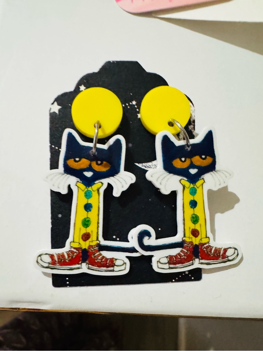 Pete the Cat Earrings in Yellow and Blue - Cute Cat Design